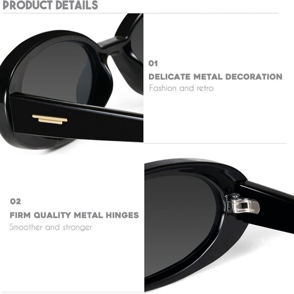 Retro Tiny Oval Sunglasses for Women with Small Face Narrow Style - Picture 5 of 7